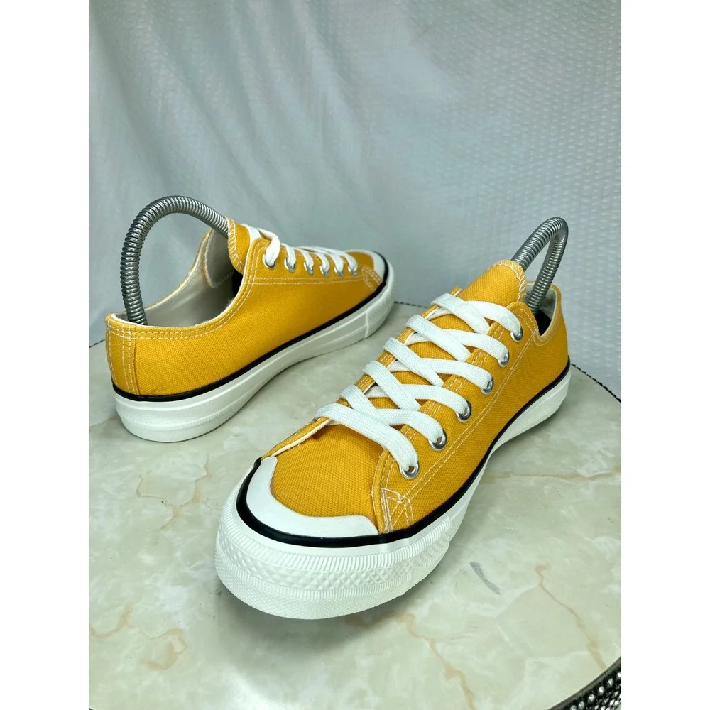 Canvas Low Top Platform Sneakers Womens 6.5 Yellow Lace Up Streetwear Shoes New